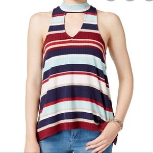 Almost Famous Slvls Mockneck Striped Tank Top